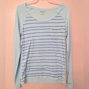Striped light aqua with light blue, Columbia long sleeve